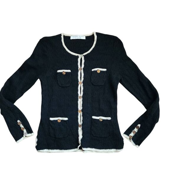 Trina Turk Sweaters - Trina Turk Sweater Cardigan Womens Small Wool Academia Black